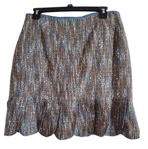 Allen by Allen Schwartz Skirt Blue Tweed Velvet Trim 10 NWT (A8)